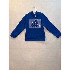 Adidas Youth Boys Blue Hoodie Athletic Logo Pullover Size 5